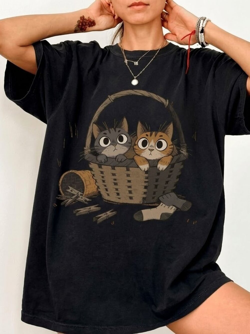 Vintage Cute Cats Graphic Tee, Cat Mom & Cat Lover Gift